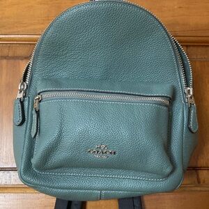Coach Teal Leather Backpack with Silver Accents Mini Charlie